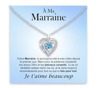 Collier Marraine Femme avec Pierre de Zirconium Cubique et Finition en Or Argent Idée Cadeau Anniversaire Noël pour elle marraine Communion Confirmation Baptême - Coffret avec DÉDICACE inclus.