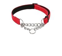 Collier martingale avec chaîne en acier inoxydable - Collier réfléchissant en nylon pour chiens de petite, moyenne et grande taille (rouge, tour de cou S, 27 à 40 cm)