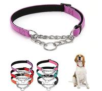 Collier martingale en acier inoxydable - Chaîne en acier inoxydable réfléchissant en nylon pour chiens de petite, moyenne et grande taille Violet Taille L