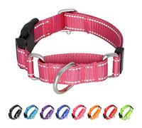 Collier martingale pour chiens, collier martingale réfléchissant avec boucle à dégagement rapide, collier réglable en nylon anti-traction pour chien pour la marche et le dressage (rose, taille XL)