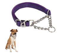 Collier martingale réfléchissant pour chiens avec chaîne en acier, réglable anti-traction avec rembourrage doux pour chiens de grande race, taille M, XL, XXL