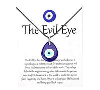 Collier mauvais œil, cordon en cuir turc bleu avec pendentif mauvais œil pour femme et homme, bijou de protection porte-bonheur en verre, sans pierre précieuse, Verre, Pas de gemme