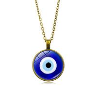 Collier Mauvais Oeil pour Homme Femme,Collier Oeil Bleu Turc Pendentif avec Chaîne Réglable 18"+2",CQHODFYA Bijoux Collier Cadeau,Troisième Oeil Collier en Alliage pour Hommes et Femmes (Boîte Cadeau)