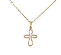 Collier - Médaille Croix Or Jaune et Diamant - Chaine Dorée