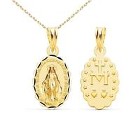 Collier - Médaille Or 18 Carats 750-1000 Vierge Miraculeuse - Chaine Dorée Offerte