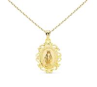 Collier - Médaille Vierge Miraculeuse Filigranes Or Jaune - Chaîne Dorée