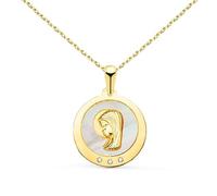 Collier - Médaille Vierge Or 18 Carats 750/000 Jaune et Nacre - Chaîne Dorée