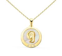 Collier - Médaille Vierge Or 18 Carats 750/000 Jaune et Nacre - Chaîne Dorée
