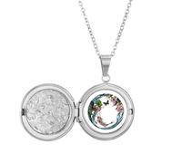 Collier médaillon géométrique motif carpe pivoine lotus