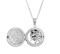 Collier médaillon motif fleur noir et blanc Art Grain Contour Collier tenant photo Bijoux Cadeau d'anniversaire