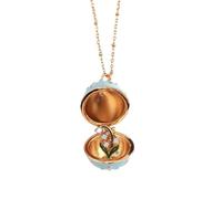 Collier médaillon ouvert muguet pour femme, pendentif en émail en forme d'œuf, vintage, élégant, délicat, bijou souvenir pour un dîner quotidien, un mariage, des occasions formelles, cadeau pour maman