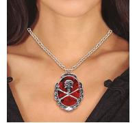 COLLIER MÉDAILLON RUBIS PIRATE 5CM ROUGE - Accessoire de déguisement bijou fantaisie