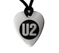 Collier médiator de guitare en argent sterling 925-U2 - Pendentif médiator guitare - Texte personnalisé gratuit sur votre dos (en option) -Accessoires pour guitares.