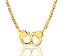 Collier menottes pour homme plaqué or punk rock chaîne menottes collier de police