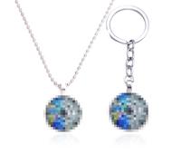 Collier Mercredi,Cartoon Collier Anime,Pendentif Mercredi,Ensemble Collier et Porte-clés,Pendentif Tendance,Cadeau Créatif,Simmpu Cadeau pour Garçon Fille Enfants Meilleur Ami 2pcs