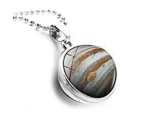 Collier Metal Mode Recto-Verso Femmes Bille De Verre Bijoux Huit Planètes Soleil Temps Classique Simple Bijou Charme Créatif Cadeau Mignon,Jupiter