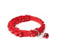 Collier mignon en dentelle pour animal domestique - Collier pour chien et chat - Collier avec pendentif clochette réglable - Boucle de sécurité - Rouge