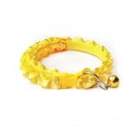 Collier mignon en dentelle pour animal domestique - Collier pour chien ou chat - Collier avec pendentif clochette réglable - Boucle de sécurité - Jaune