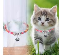Collier mignon pour chat, collier réglable avec pendentif en forme de patte, accessoire léger pour animaux de compagnie avec chaîne d'extension pour chats et petits chiens (rouge)