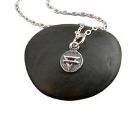 Collier mini-élément Terre en argent sterling 925. Symbole des quatre éléments. Signe du zodiaque Capricorne Taureau Vierge. Petit bijou de yoga | Avec chaîne de 45 cm | Plaqué argent | L_PN_0220