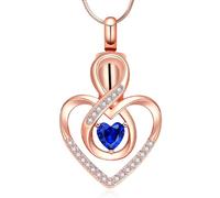Collier Minicremation Urne Funéraire en Forme de Cœur avec Pendentif pour Cendres - Bijoux pour Femmes, Pendentif Souvenir avec Pierre de Naissance - Cœur Infiniment Mémorial - Porte-Cendres pour