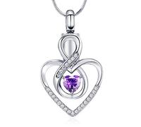 Collier Minicremation Urne Funéraire en Forme de Cœur avec Pendentif pour Cendres - Bijoux pour Femmes, Pendentif en Pierre de Naissance, Souvenir Infiniment Mémorial en Forme de Cœur, Porte-Cendres