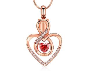 Collier Minicremation Urne Funéraire en Forme de Cœur avec Pendentif pour Cendres - Bijoux pour Femmes, Pendentif en Pierre de Naissance, Souvenir Infiniment en Forme de Cœur - Porte-Cendres pour