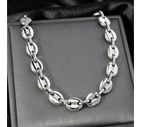 Collier minimaliste classique en acier inoxydable pour hommes, grain de café 18 carats argent 60 cm, chaîne couple hip-hop, accessoire à la mode pour le quotidien, les fêtes, toutes les saisons Taille
