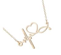 Collier minimaliste en acier inoxydable avec pendentif en forme de battement de cœur ECG pour les amateurs d'hôpital et cadeau en acier inoxydable, taille unique, Comme décrit, Comme décrit.