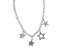 Collier minimaliste en forme d'étoile noire et blanche avec accents de diamants, chaîne réglable pour un usage quotidien