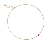 Collier minimaliste en laiton doré avec breloque cœur rouge, design réglable, parfait pour un usage quotidien ou des occasions spéciales