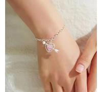 Collier moderne avec pendentif en forme de cœur en alliage avec flèche à travers le cœur - Circonférence réglable entre 41 et 50 cm - Ajoute un charme subtil (bracelet)
