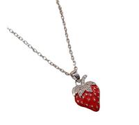 Collier moderne avec pendentif fruit élégant en forme de fraise - Cadeau pour les femmes qui aiment les détails de fête, taille unique, Comme décrit, Comme décrit.