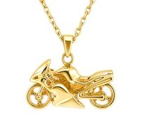 Collier Moto Course Plaqué Or 18k - Chaîne 50cm Fixe Mousqueton Mixte