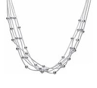 Collier multicouche pour femme avec 5 lignes de perles en maille serpent et boules de 45,7 cm