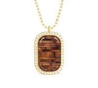 Collier mural en bois marron personnalisé pour femmes, pendentif rectangulaire, bijoux tendance, cadeaux, or, argent