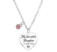 Collier « My Incredible Daughter » - Cadeau pour fille - Cadeau de la part de maman - Cadeau d'anniversaire pour filles - Idée cadeau - Collier avec pendentif en forme de cœur - Bijoux en strass