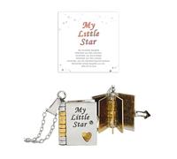 Collier "My Little Star" Livre Pendentif Acier Inoxydable Gravé,Bijoux Femme Fille Cadeau à Ma Fille,Collier Personnalisé Souvenir avec Message d’Amour,Idée Cadeau Anniversaire Noël Bijoux Filles Ado