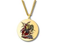 Collier Mythologie Grecque - Médaillon rond gravé couleur acier inoxydable • Dieux & Déesses (Apollon, Artémis, Poséidon, Arès, Zeus…) • Bijou talisman unisexe finitions or/argent (Arès • Or)