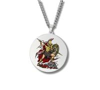 Collier Mythologie Grecque - Médaillon rond gravé couleur acier inoxydable • Dieux & Déesses (Apollon, Artémis, Poséidon, Arès, Zeus…) • Bijou talisman unisexe finitions or/argent (Arès • Argent)