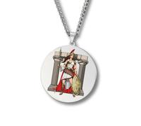 Collier Mythologie Grecque - Médaillon rond gravé couleur acier inoxydable • Dieux & Déesses (Apollon, Artémis, Poséidon, Arès, Zeus…) • Bijou talisman unisexe finitions or/argent (Athéna • Argent)