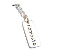 Collier Namaste en argent sterling 925. Bijou inspirant. Citation inspirante, devise et affirmation. Pendentif discret avec un petit mot. Breloque Zen Yoga|Chaîne de 45 cm|Plaqué argent|LK_PNK_2981