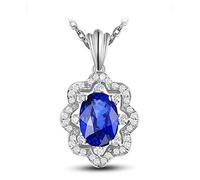 Collier Natural Oval Sapphire Shape Pendentif 0,5 CT avec 0,5 cm Collier en Saphir Bleu pour Les Femmes Rose