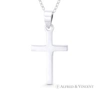 Collier - NCZ6W - Pendentif croix chrétienne crucifix latin plat - Argent sterling .925