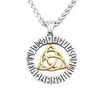 Collier Noeud Celtique Nordique Viking Rune pour Hommes Femmes, Collier Pendentif Noeud Celtique Triquetra en Acier Inoxydable,Bijoux D'amulette de Protection Païenne de Mode Vintage