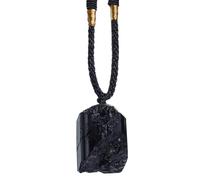 Collier Noir Brut - Pierre Naturelle Brute Polie, Breloque De Protection Énergétique De Mise À La Terre Puissante, Chaîne De Pendentif De Mode Noire Classique 15 G, Accessoires Spirituels Élégants, Ca