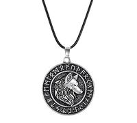 Collier nordique viking pirate Odin avec pendentif en forme de loup celtique pour homme, style rétro rune punk