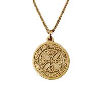 Collier nœud celtique en argent sterling 925 plaqué or |LK_NLC_01605 | Pendentif médaillon rond de 22 mm avec chaîne câble de 45 cm bijou symbolique et précieux cadeau pour hommes et femmes.