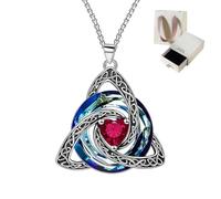 Collier nœud de la Trinité celtique avec pierre de naissance | Collier Nœud Celtique Et Pierre De Naissance Pour Femme - Symbole De Liens Indéfectibles (Foi, Amour, Unité)