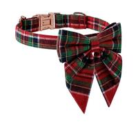 Collier Nœud Papillon Chien - Collier Réglable à Carreaux pour Animal | Style Britannique avec Boucle Or Rose | Accessoire Élégant et Léger pour Petits, Moyens et Grands Chiens